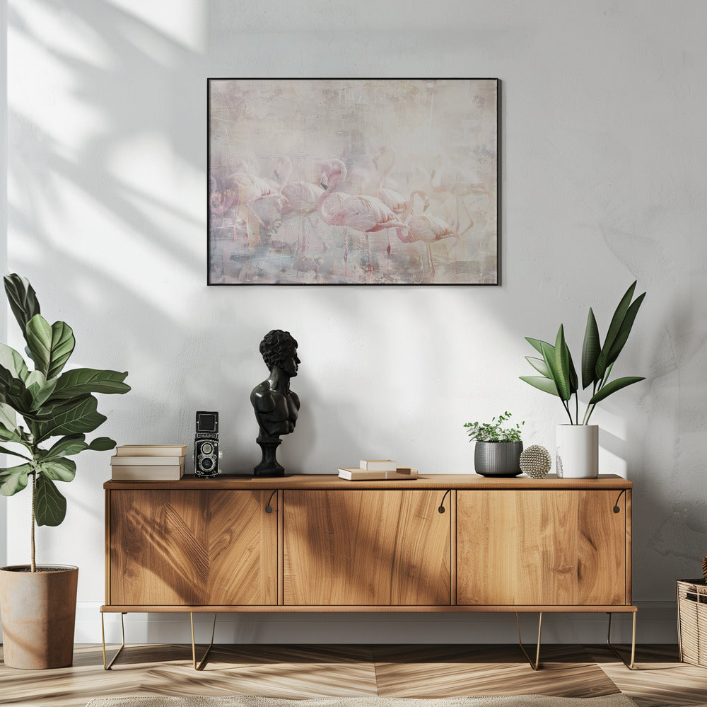 Abstract Art Canvas Print-wall-art-flamingo-animal-vintage-art-illustration-wallart-10-48X36