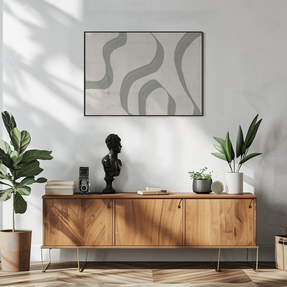 Abstract Art Canvas Print-wall-art-green-waves-no-2-48X36inches