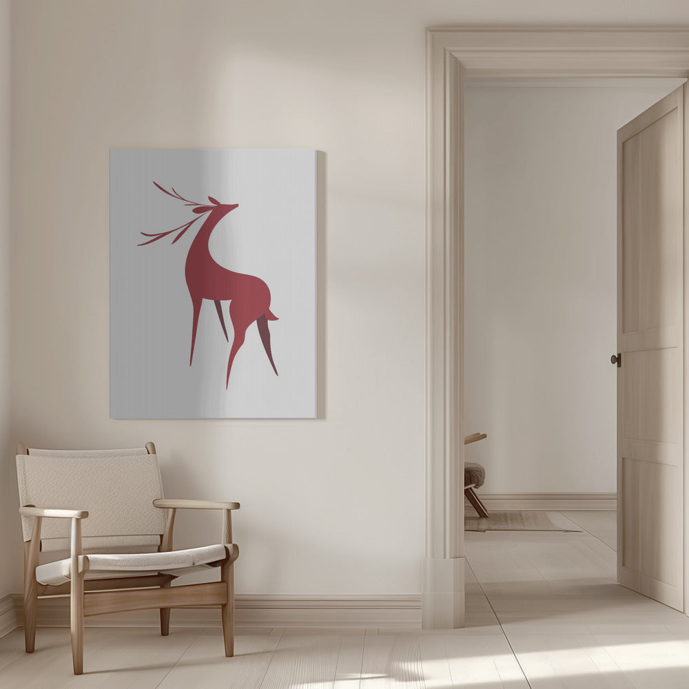 Wall art Stylized retro deer (red)