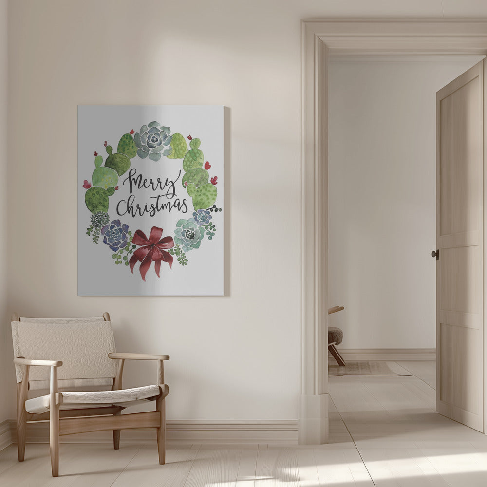 Wall art Cacti and succulent merry Christmas wreath