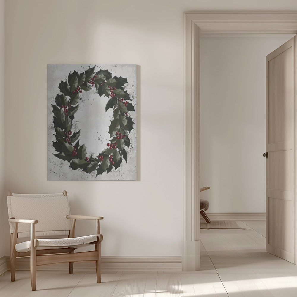 Wall art Splatters holly wreath