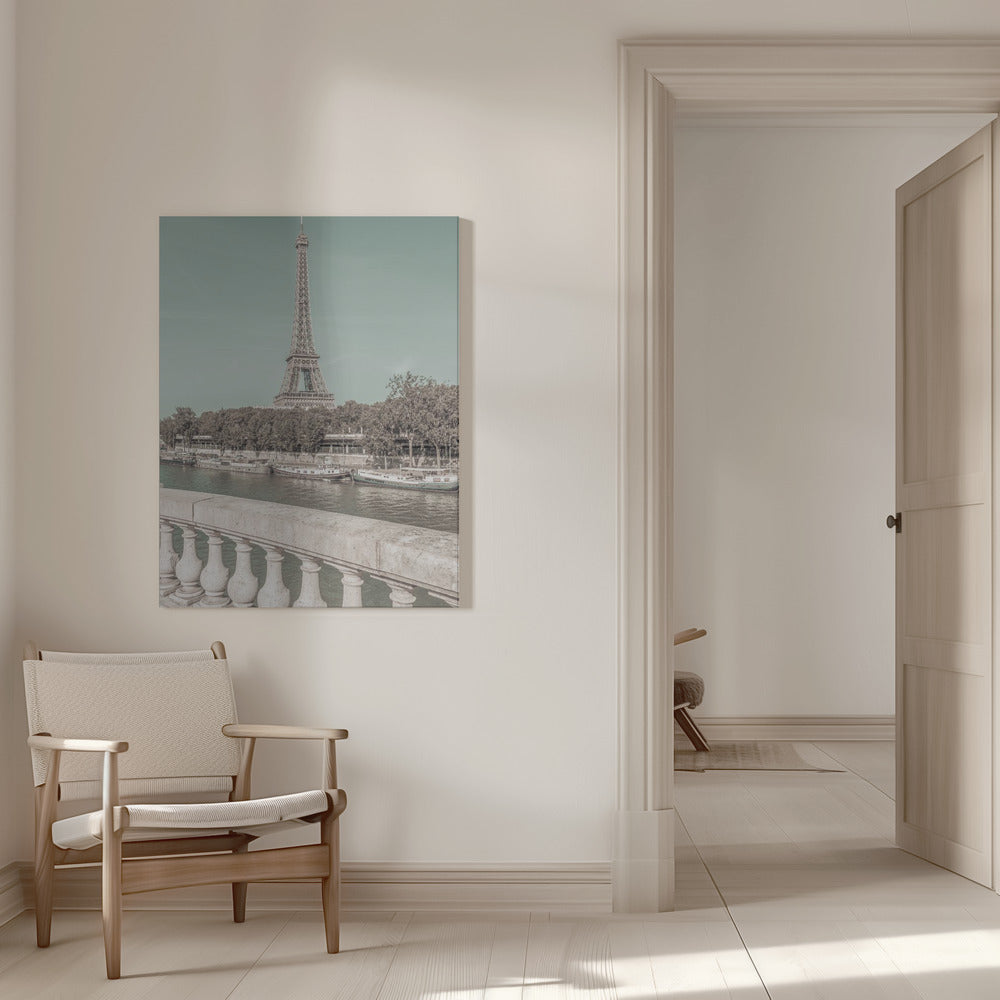 Wall art PARIS Eiffel Tower & River Seine | urban vintage style