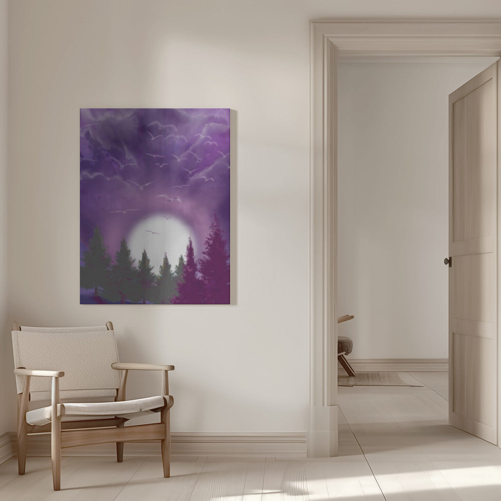 Wall art MOON IN PURPLE SKY Canvas Print