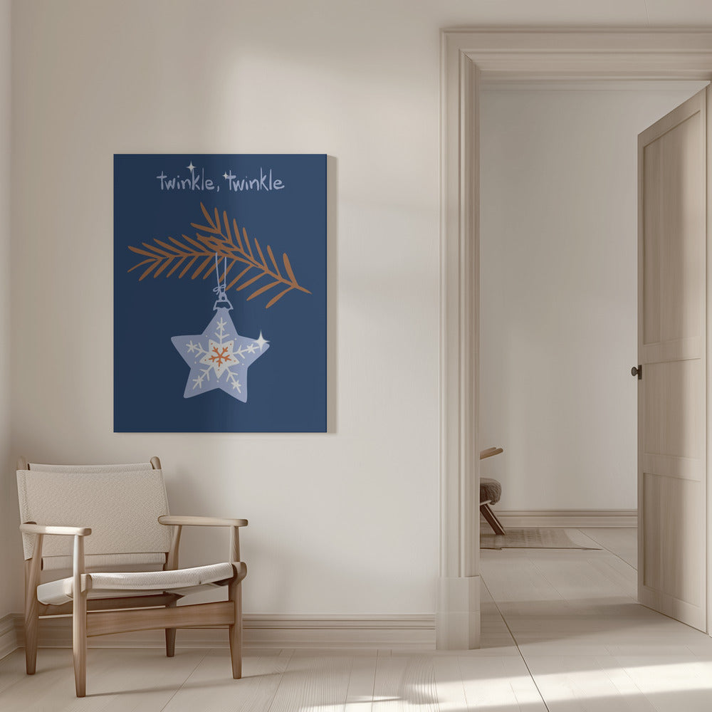 Wall art Cheerful twinkle Christmas star blue