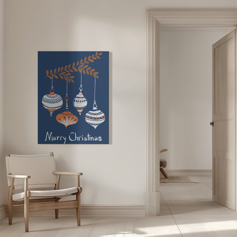 Wall art Cheerful little Christmas baubles blue