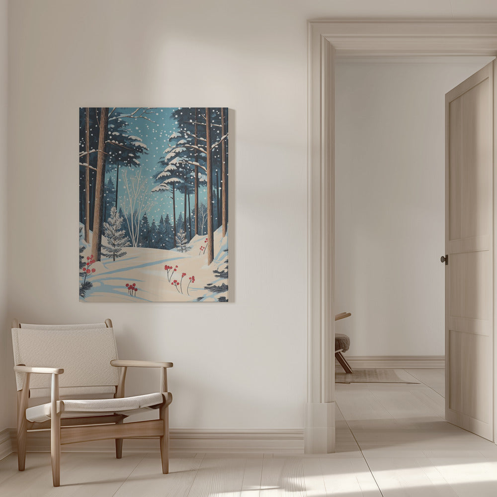 Wall art Christmas Snowy forest Canvas Print