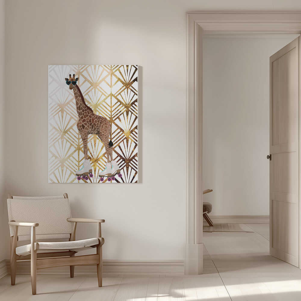 Wall art Giraffe Rollerskates Art Deco