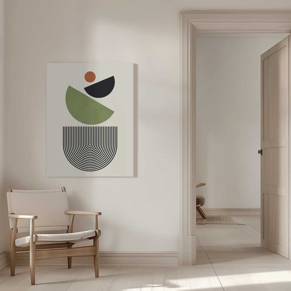 Wall art Geometric Shapes in Green Black and Orange