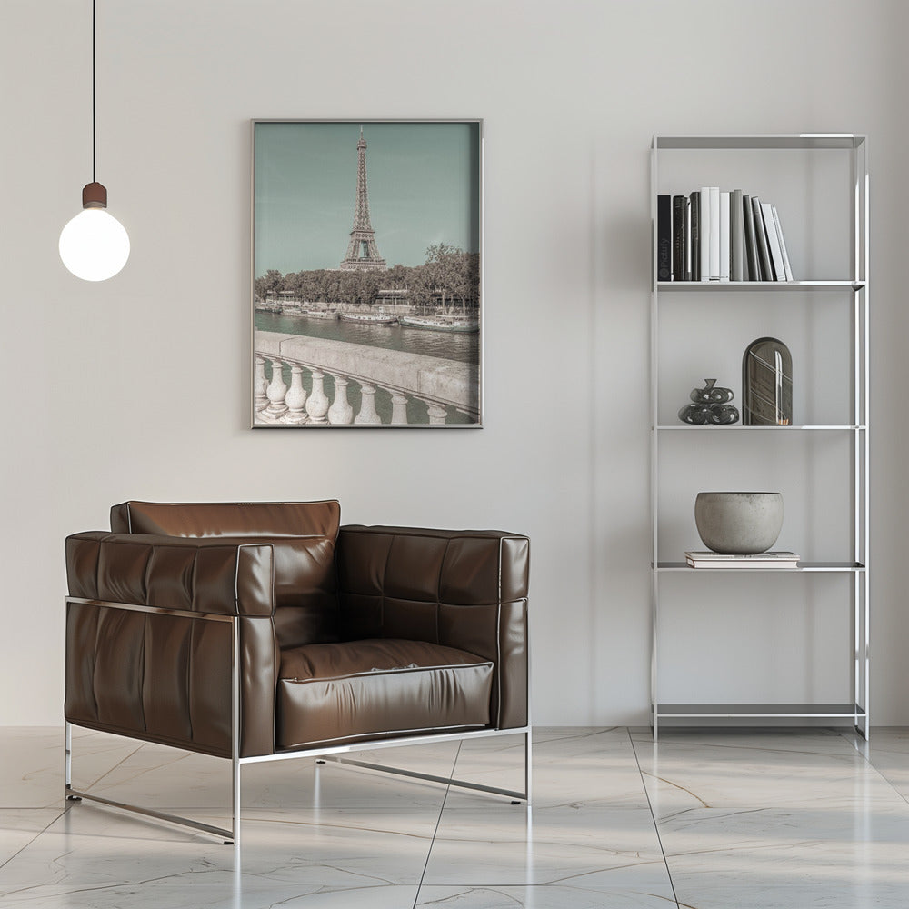 Wall art PARIS Eiffel Tower & River Seine | urban vintage style