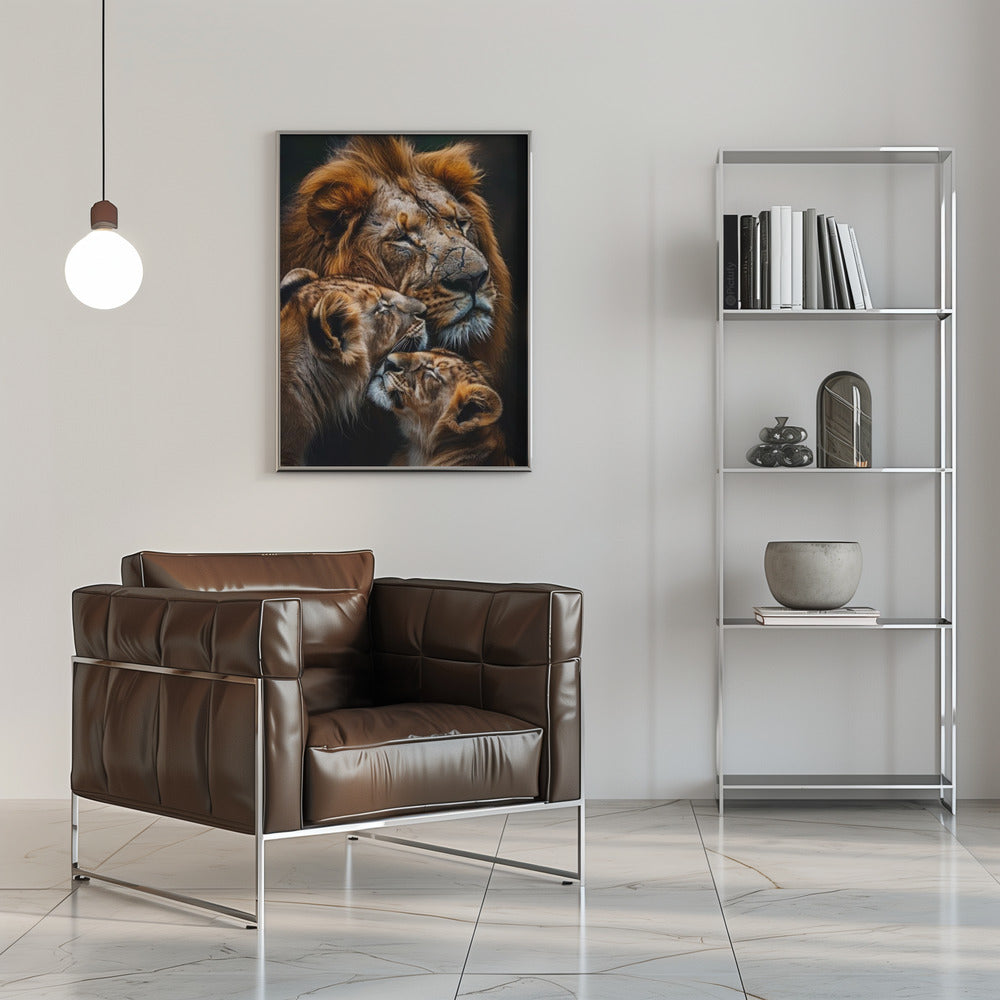 Wall Art Felines Nature-Inspired Canvas Print-wall-art-poster-lion-family-2-