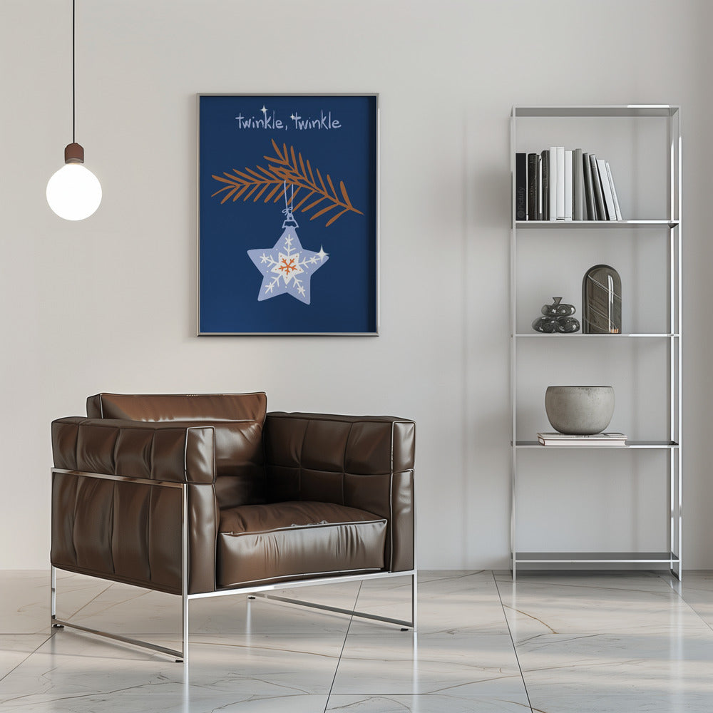 Wall art Cheerful twinkle Christmas star blue