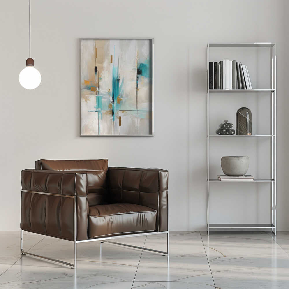 Wall art Echoes of Aqua and Gold