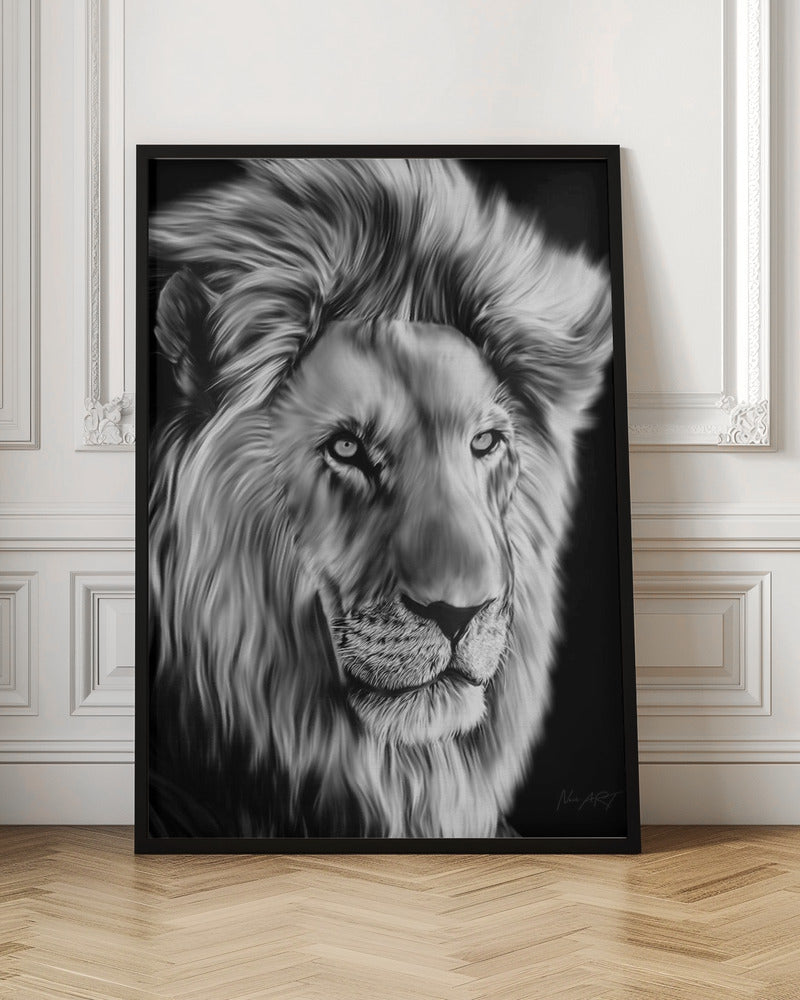 Wall art Leo II 36X48inch In White Floating Frame