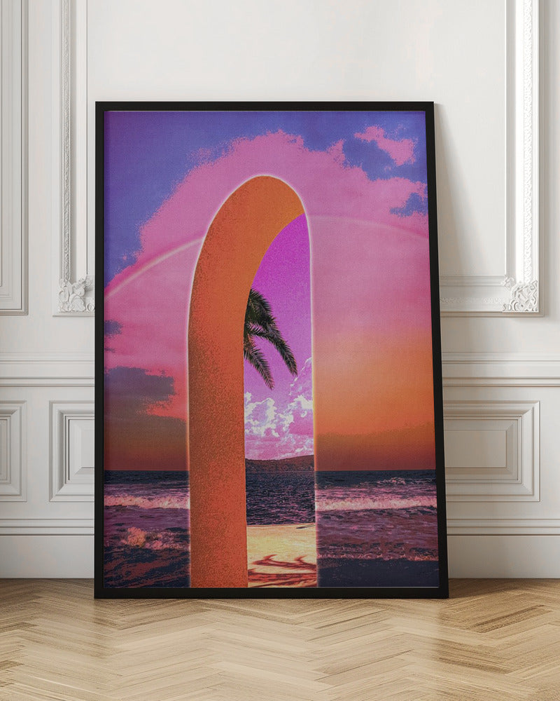 Wall art Portal Vaporwave 24X36inch In White Floating Frame