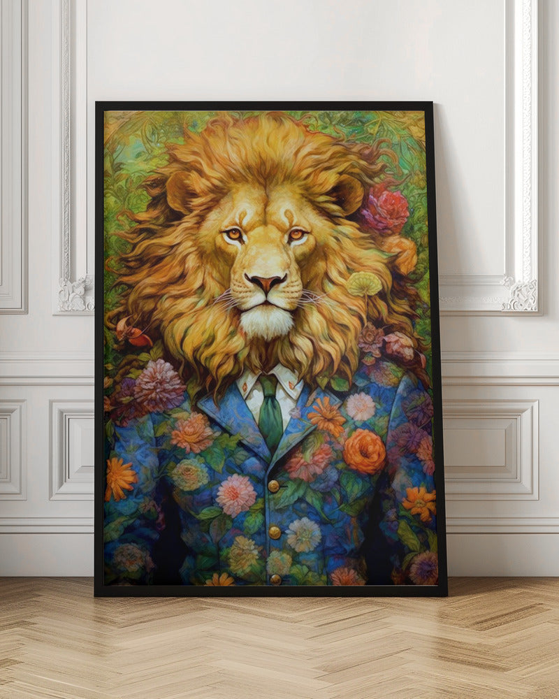 Wall art Lion animal art #lion 36X48inch In White Floating Frame