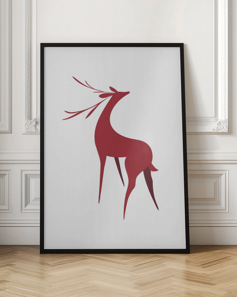 Wall art Stylized retro deer (red)