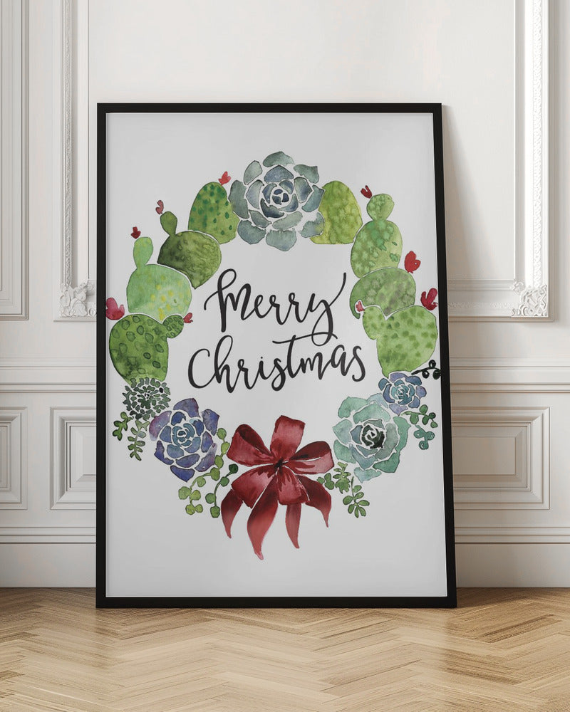 Wall art Cacti and succulent merry Christmas wreath