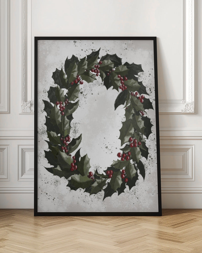 Wall art Splatters holly wreath