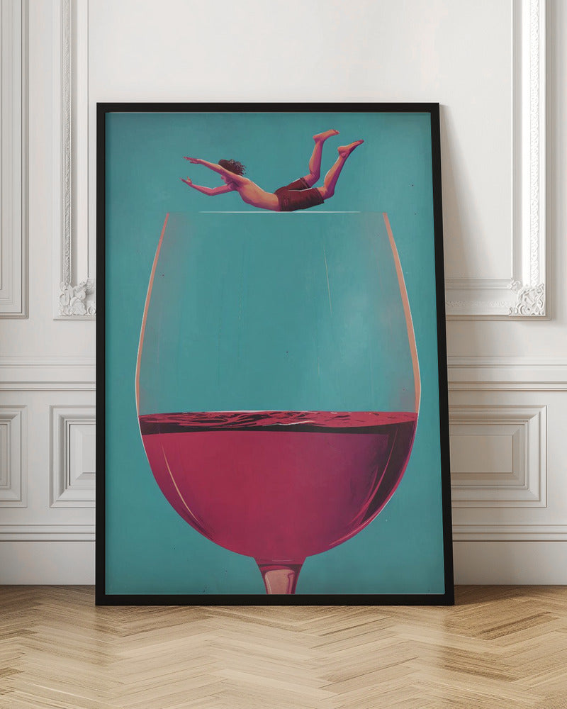 Wall art Wine Dive 24X36inch In White Floating Frame