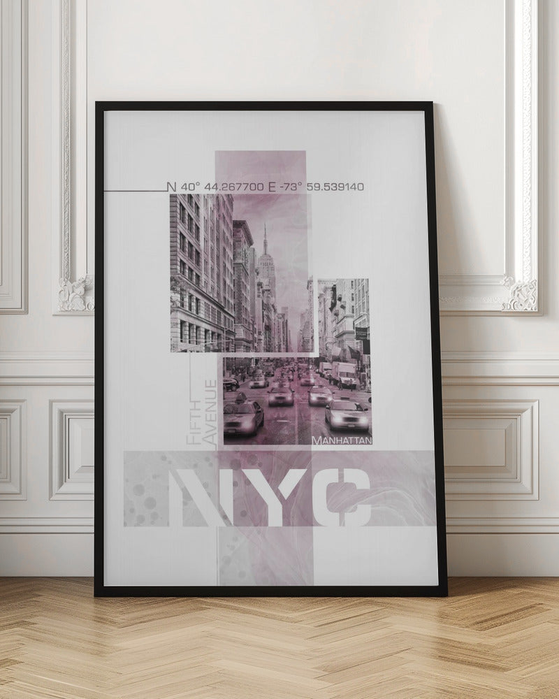 Landscape Photography Canvas Print-wall-art-poster-art-nyc-fifth-avenue-traffic-pink-marble-36X48