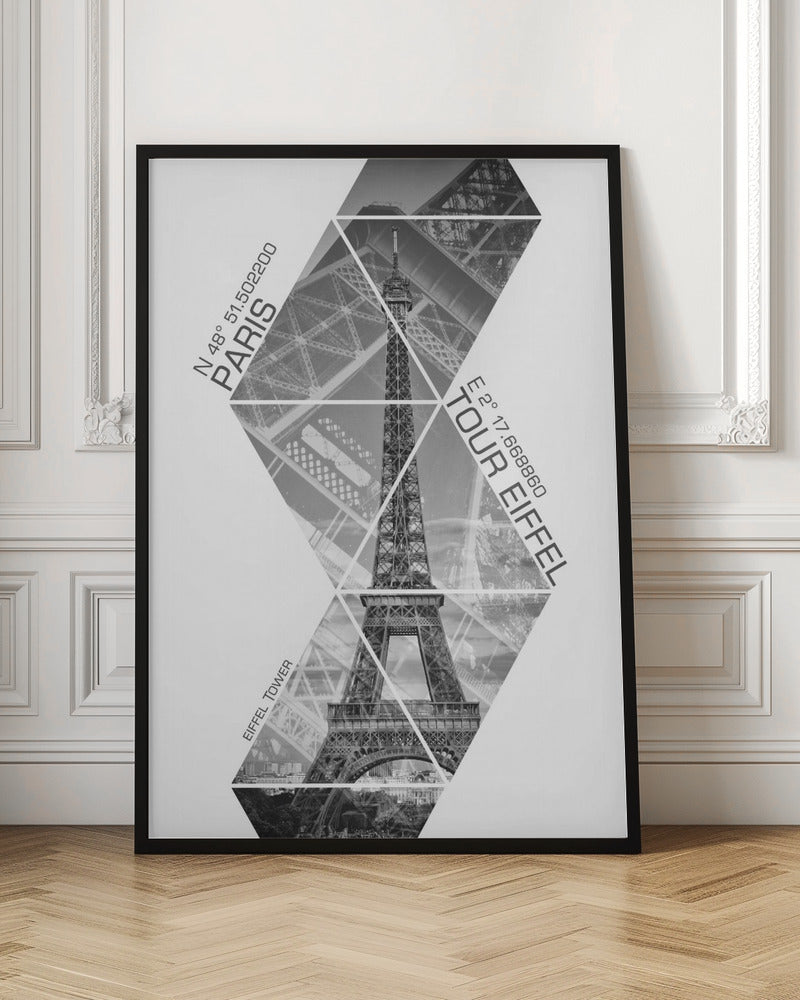 Landscape Photography Canvas Print-wall-art-coordinates-paris-eiffel-tower-monochrome-36X48