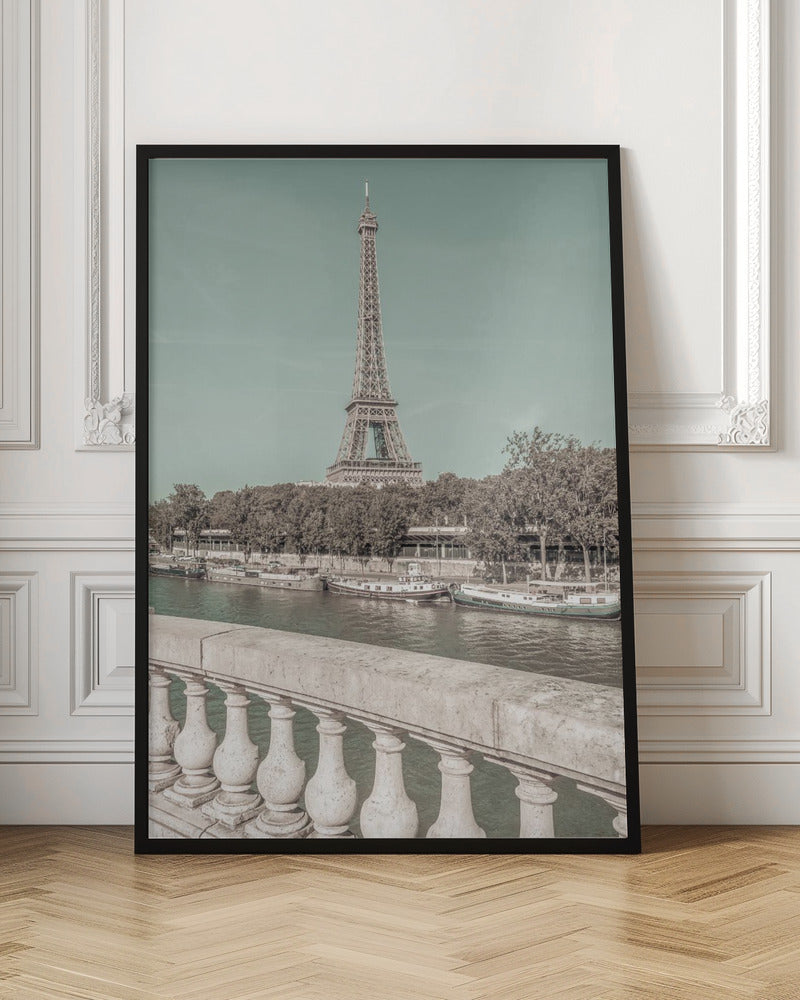 Wall art PARIS Eiffel Tower & River Seine | urban vintage style