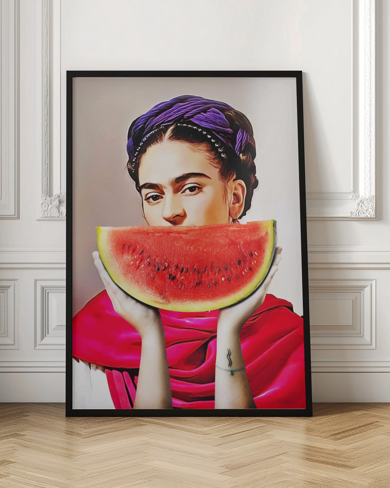 Wall art Watermelon Frida 24X36inch In White Floating Frame