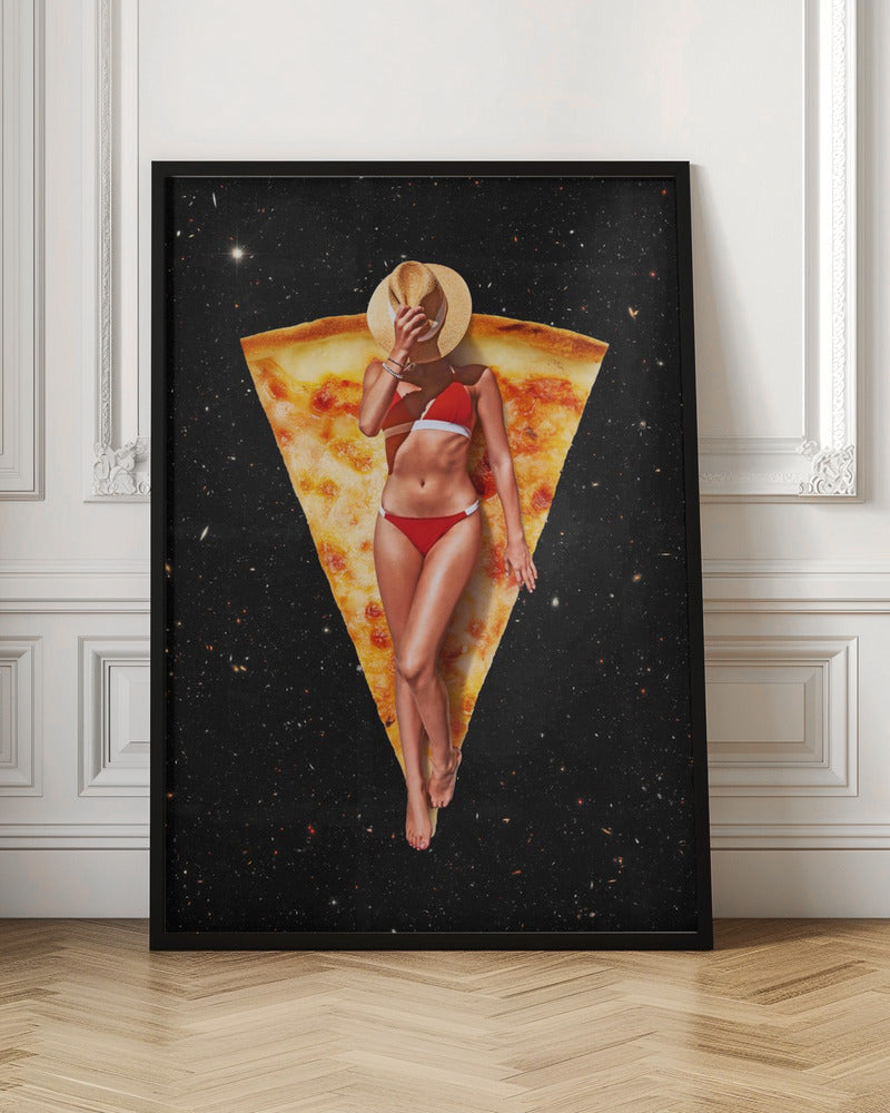 Wall art Pizza Sun Tan 24X36inch In White Floating Frame