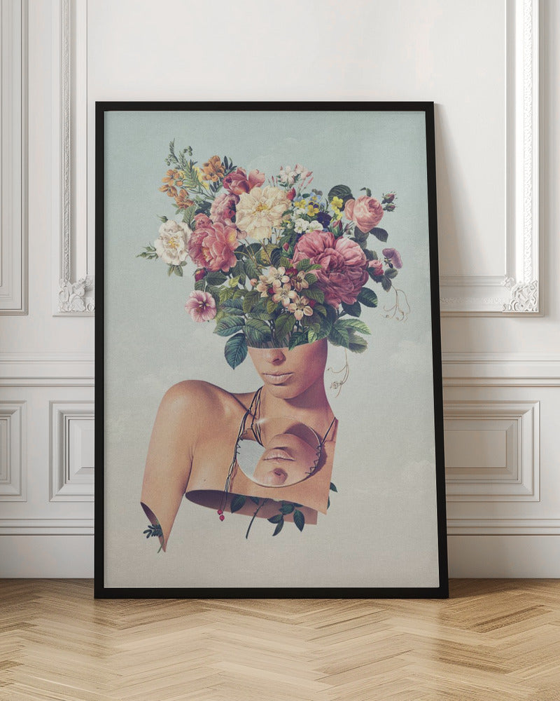 Wall art Flower Ism 24X36inch In White Floating Frame