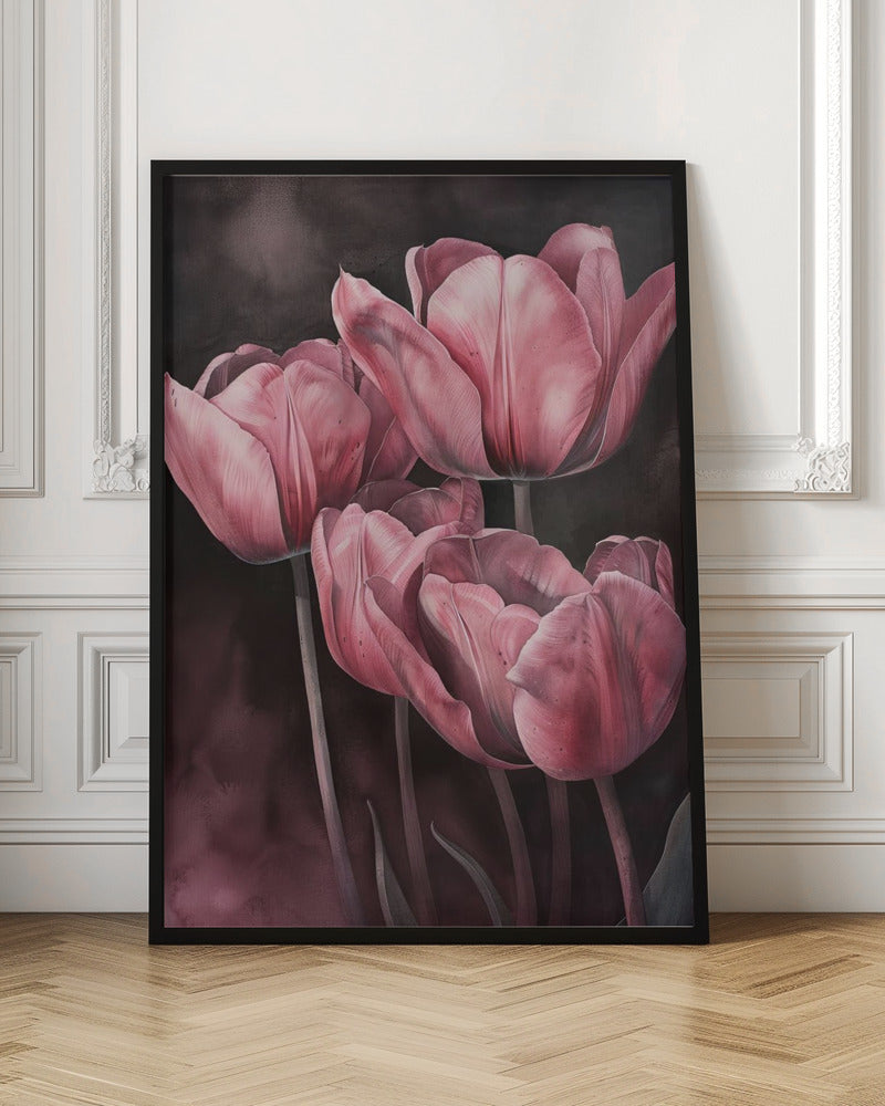 Wall art Purple Tulip 6 36X48inch In White Floating Frame