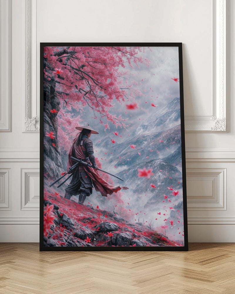 Wall art Samurai 24X36inch In White Floating Frame