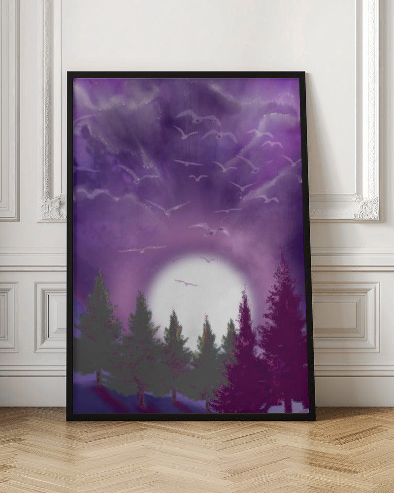 Wall art MOON IN PURPLE SKY