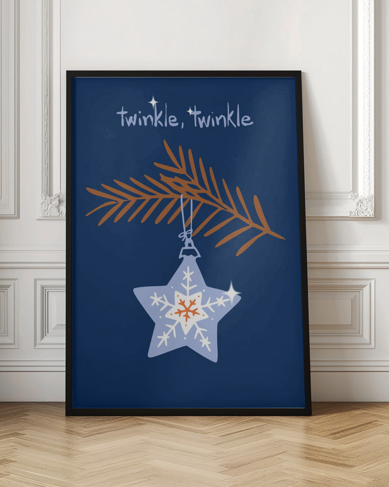 Wall art Cheerful twinkle Christmas star blue