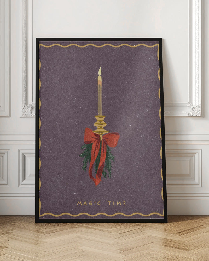 Wall art Candle with bow and spruce sprigs