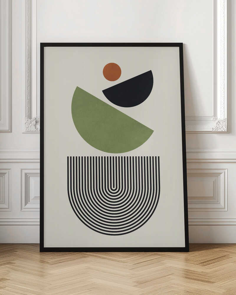 Wall art Geometric Shapes in Green Black and Orange