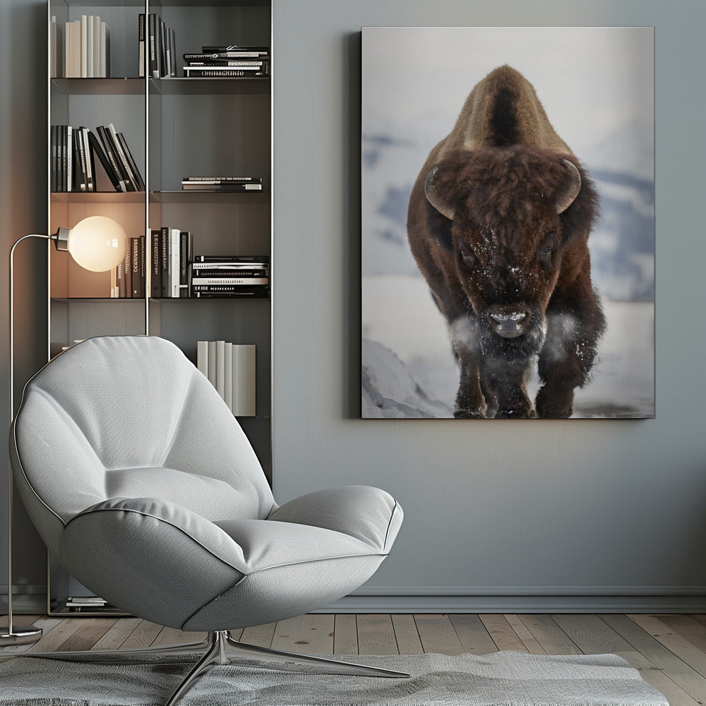 Wall art Bison Incoming Canvas Print