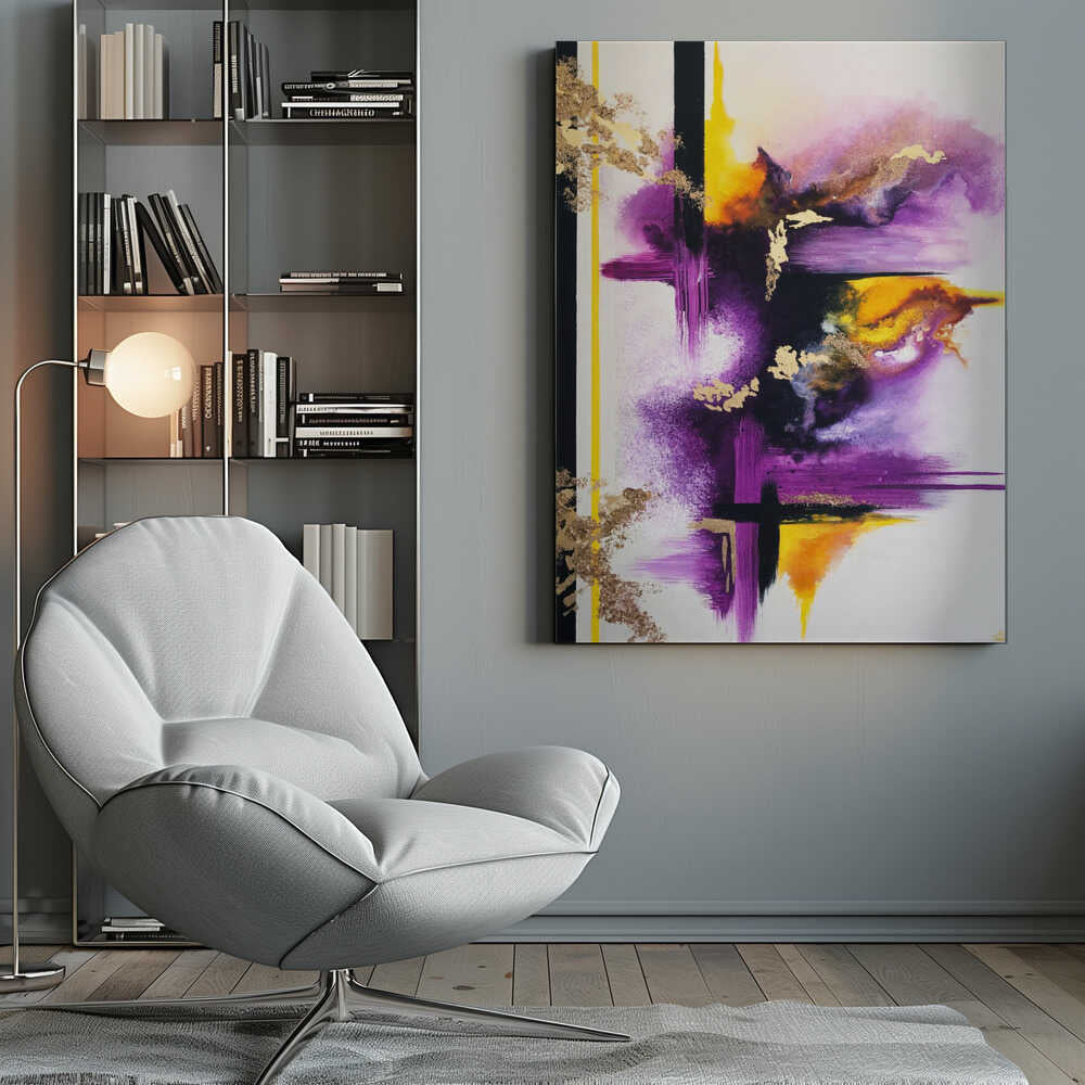 Wall art Geometric Purple and Yellow