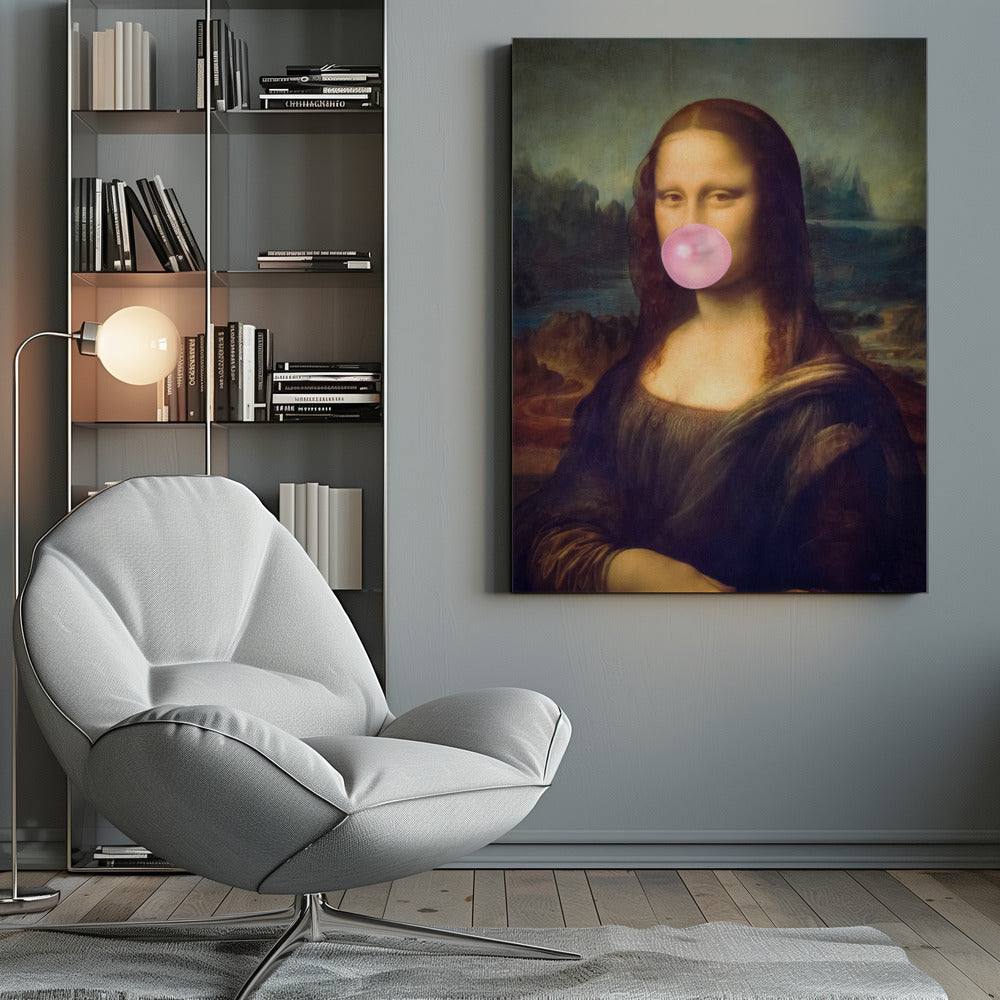 Wall art Mona Lisa Bubble Gum Canvas Print