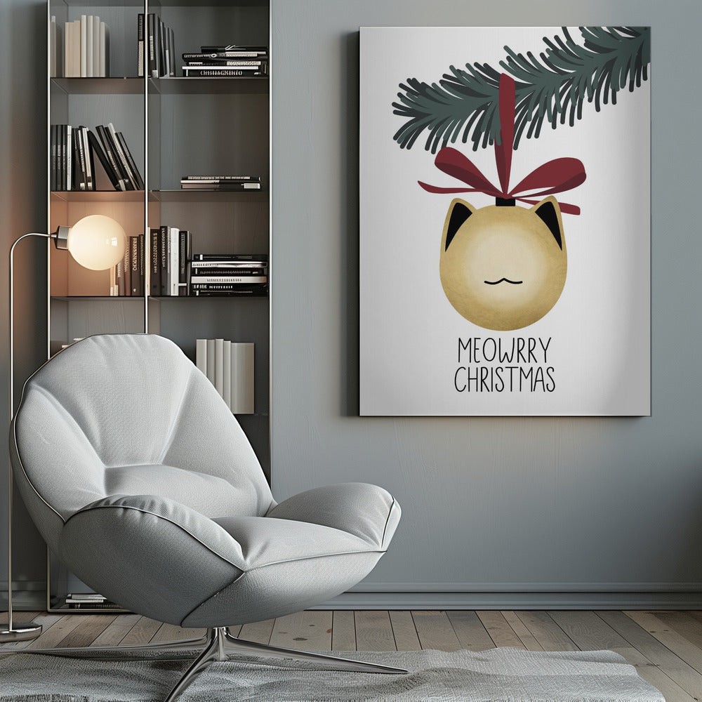 Wall art Meowrry Christmas bauble (gold, white)