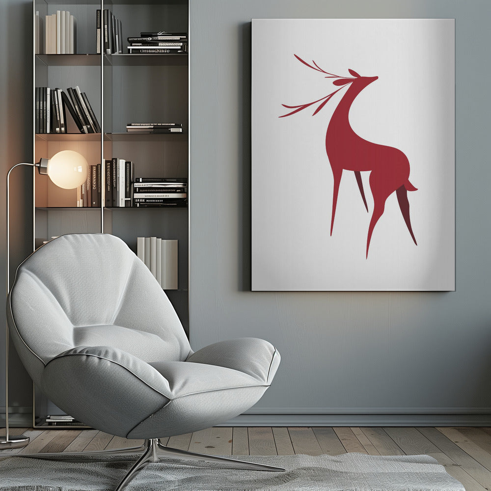 Wall art Stylized retro deer (red)