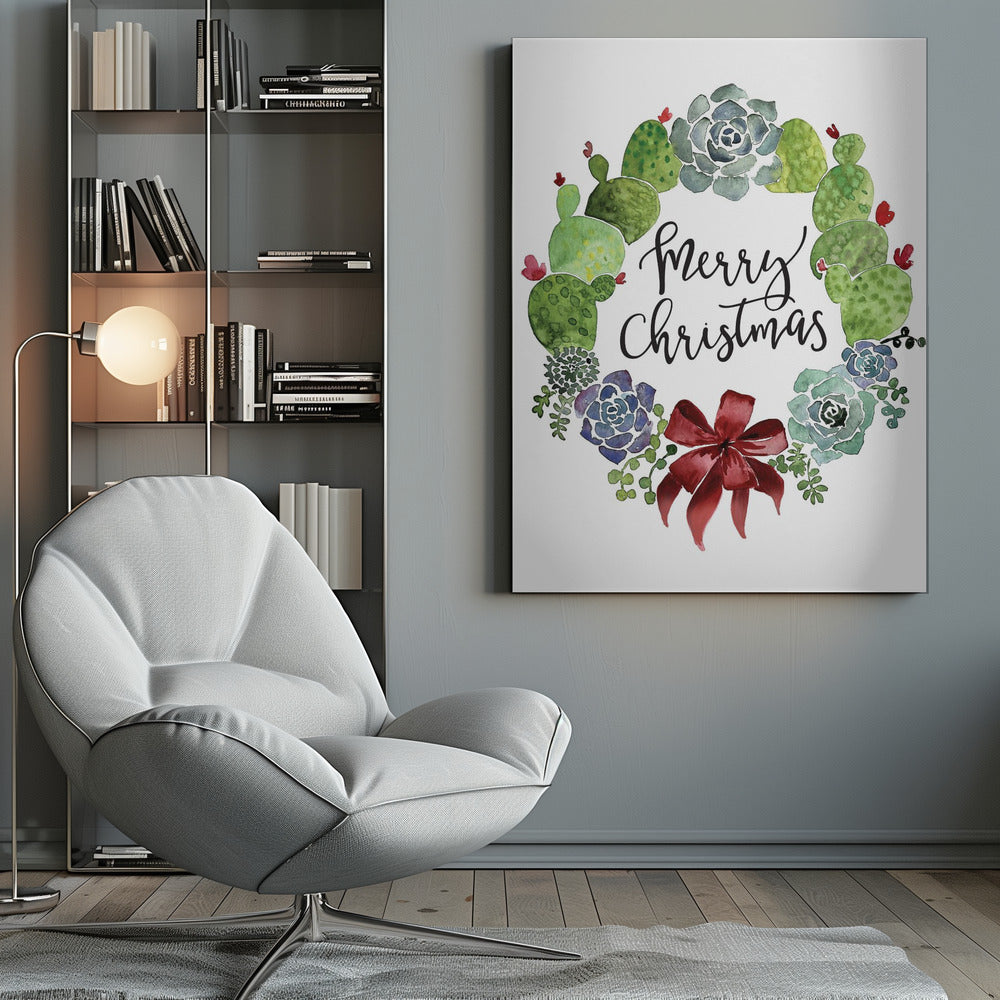 Wall art Cacti and succulent merry Christmas wreath