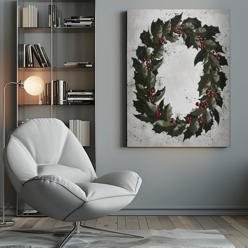 Wall art Splatters holly wreath