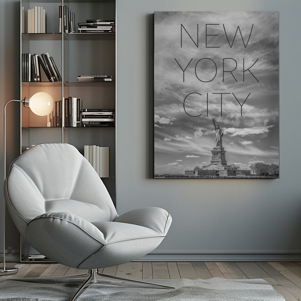 Landscape Photography Canvas Print-wall-art-nyc-statue-of-liberty-text-amp-skyline-