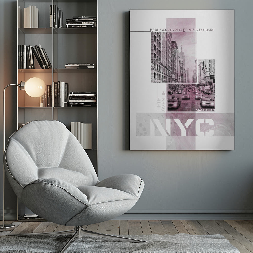 Landscape Photography Canvas Print-wall-art-poster-art-nyc-fifth-avenue-traffic-pink-marble-