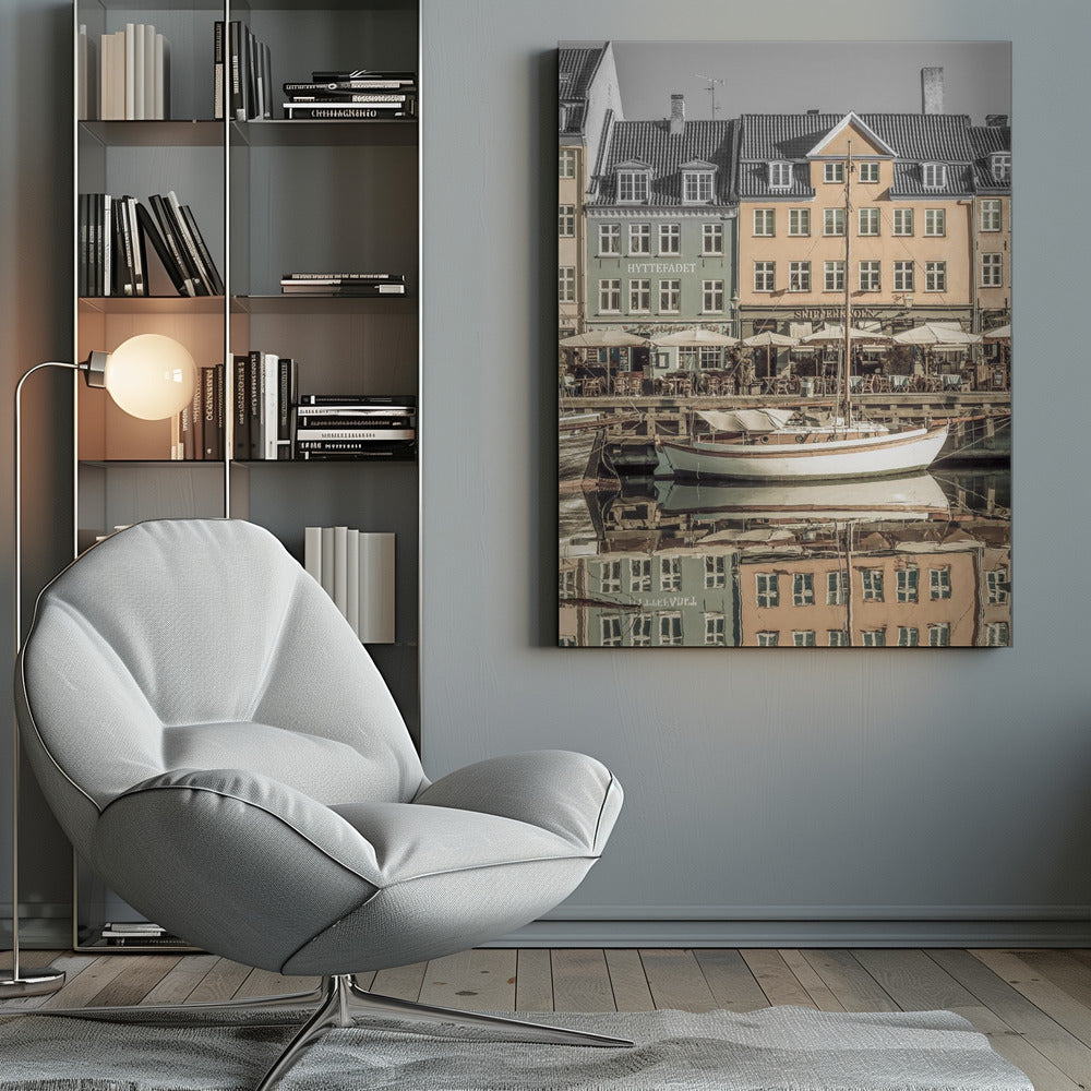 Landscape Photography Canvas Print-wall-art-copenhagen-vintage-quiet-nyhavn-