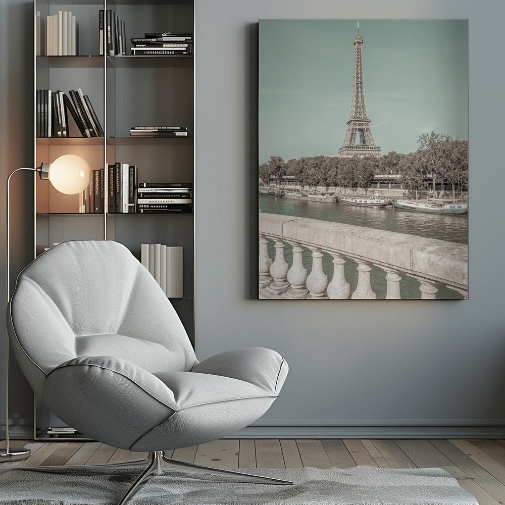 Wall art PARIS Eiffel Tower & River Seine | urban vintage style