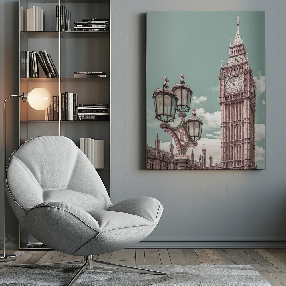 Landscape Photography Canvas Print-wall-art-london-elizabeth-tower-urban-vintage-style-