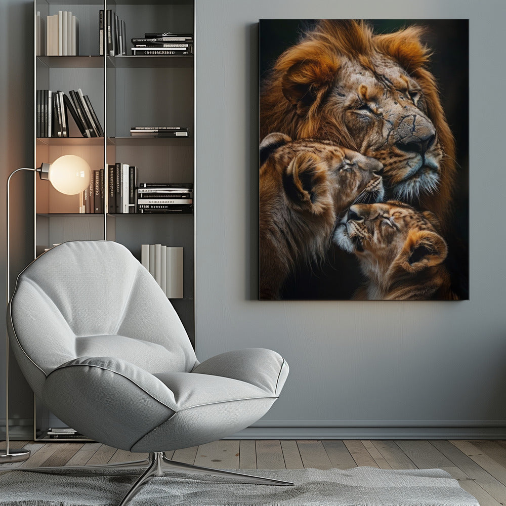 Wall Art Felines Nature-Inspired Canvas Print-wall-art-poster-lion-family-2-