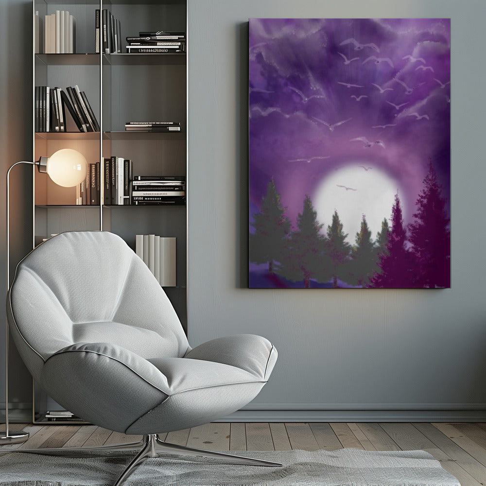 Wall art MOON IN PURPLE SKY