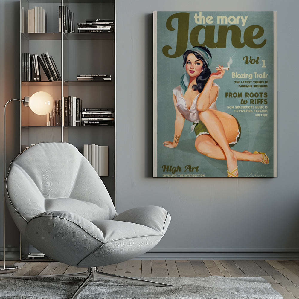 Wall art Mary Jane Retro Vintage Pinup Cannabis Art